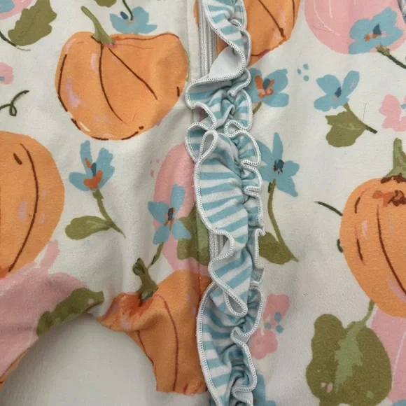 Sweet Honey Girls 4Y Pumpkin Zipper Pajamas Lounge Layette Romper - Picture 2 of 10